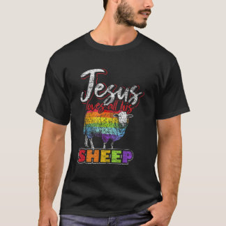 Jesus Loves All His Sheep Rainbow Flag LGBT Pride  T-Shirt