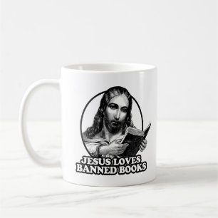 Jesus loves banned books coffee mug