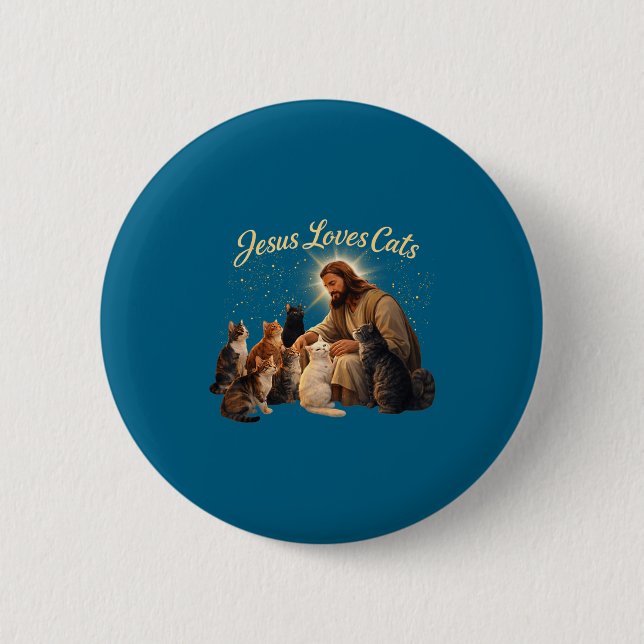 Jesus Loves Cats Christian Cat Lover Jesus Hugs Ca 6 Cm Round Badge (Front)