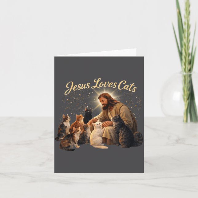 Jesus Loves Cats Christian Cat Lover Jesus Hugs Ca Card (Front)