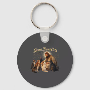 Jesus Loves Cats Christian Cat Lover Jesus Hugs Ca Key Ring