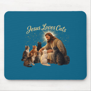 Jesus Loves Cats Christian Cat Lover Jesus Hugs Ca Mouse Mat