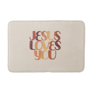 Jesus Loves Christian Typography Design Bath Mat