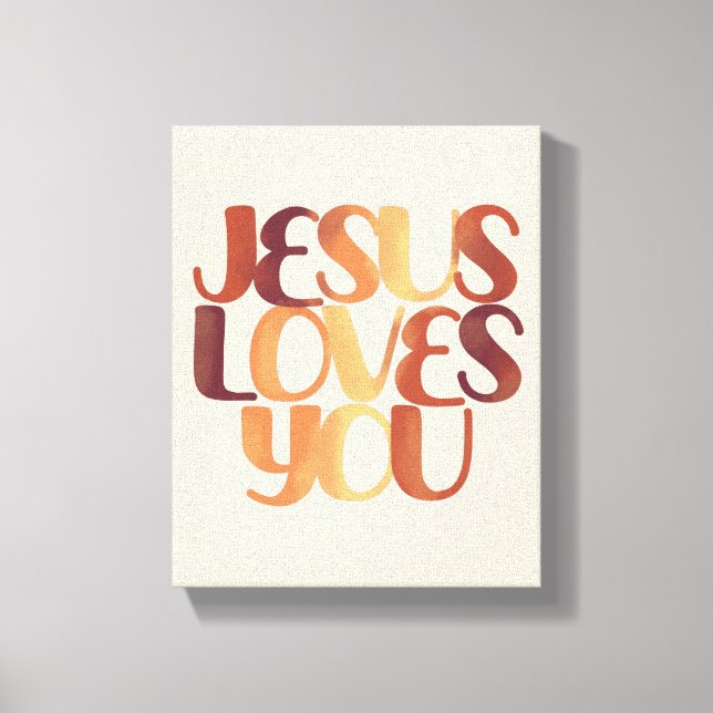 Jesus Loves Christian Typography Design  Canvas Print (Front)