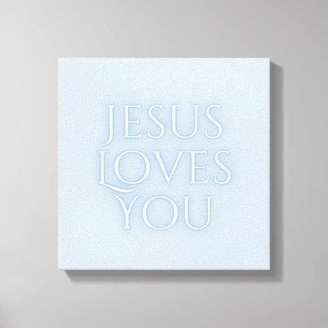 Jesus Loves Christian Typography Design  Canvas Print (Front)