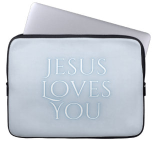 Jesus Loves Christian Typography Design  Laptop Sleeve