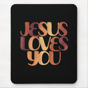 Jesus Loves Christian Typography Design  Mouse Mat