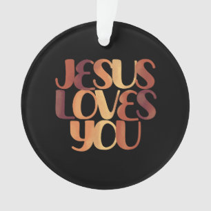 Jesus Loves Christian Typography Design Ornament