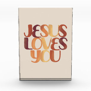 Jesus Loves Christian Typography Design Photo Block