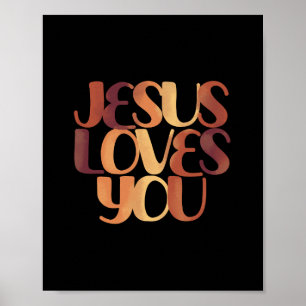 Jesus Loves Christian Typography Design  Poster