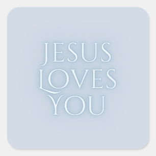 Jesus Loves Christian Typography Design  Square Sticker