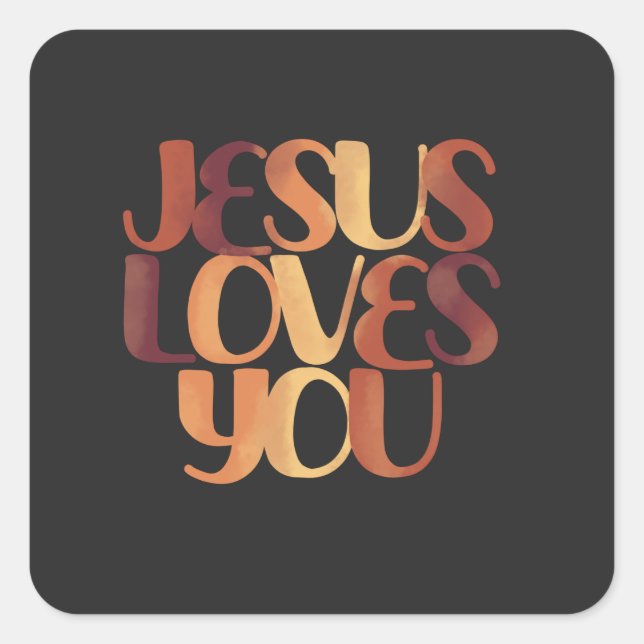 Jesus Loves Christian Typography Design  Square Sticker (Front)