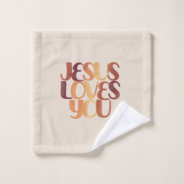 Jesus Loves Christian Typography Design  Wash Cloth (Wash Cloth)