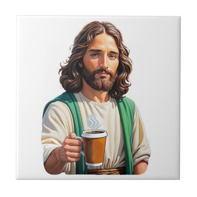 Jesus Loves Coffee Long Tile (Front)