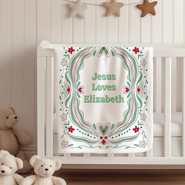 Jesus Loves Custom Name Fleece Blanket Baby Gift (Creator Uploaded)