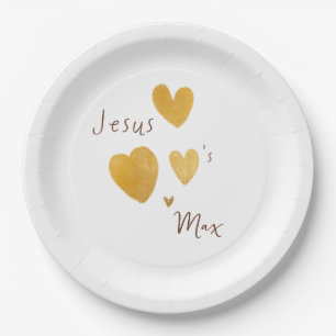 Jesus loves Custom Name Paper Plates modern