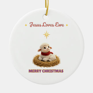 Jesus Loves Ewe Christmas Lamb Ornament