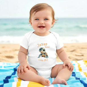 Jesus Loves Little Me one-piece Cute Turtle Baby Bodysuit