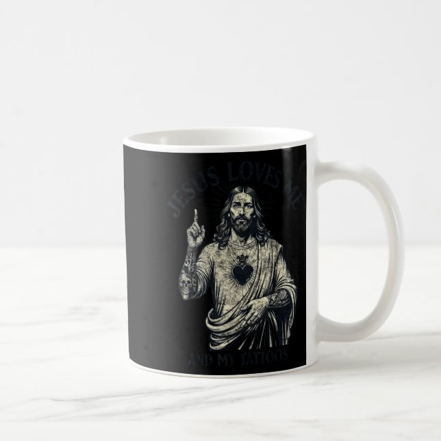Jesus Loves Me And My Tattoos Christian Tattooed T Coffee Mug (Right)