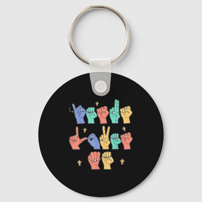 Jesus Loves Me Asl Christian Jesus Toddler You Sig Key Ring (Front)