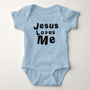 Jesus Loves Me Baby Boy Blue Bodysuit One-Piece