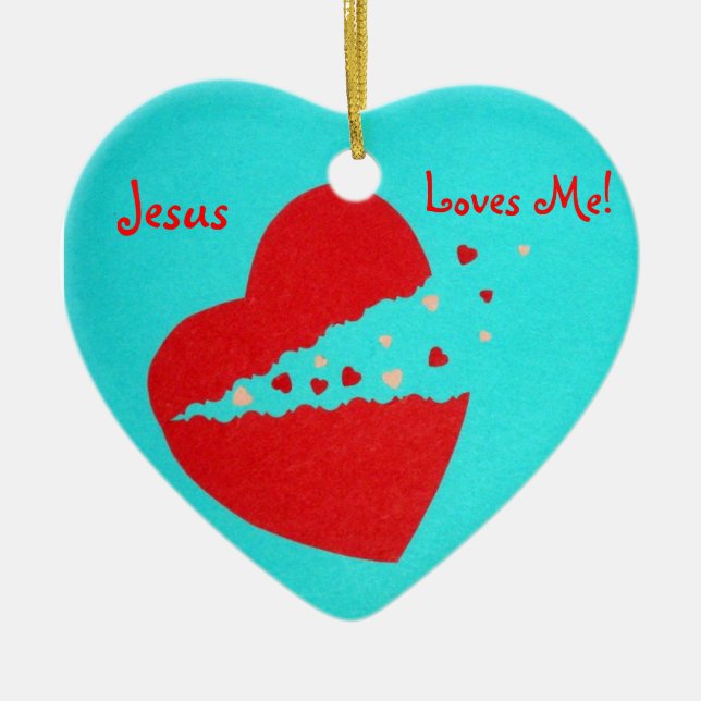 Jesus Loves Me! Ceramic Tree Decoration (Front)