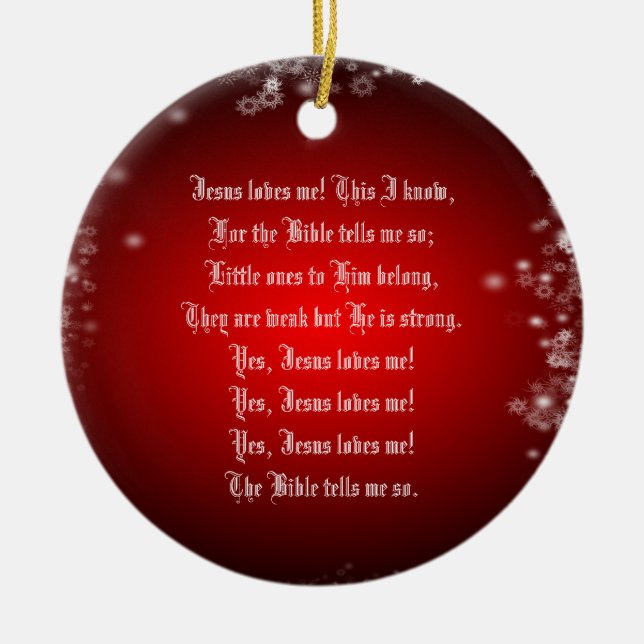 JESUS LOVES ME CERAMIC TREE DECORATION (Front)