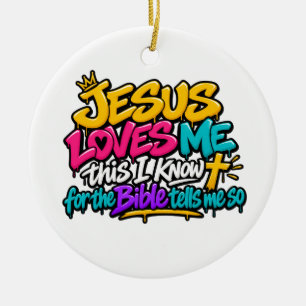 Jesus Loves me Ceramic Tree Decoration