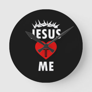 Jesus Loves ME Christen Religious Round Clock