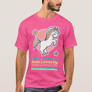 Jesus Loves Me Christian Bible Girls Rainbow Unico T-Shirt
