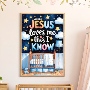 Jesus Loves Me Christian Nursery Kids Wall Art