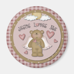 Jesus Loves Me Christian Teddy Bear Angel Magnet