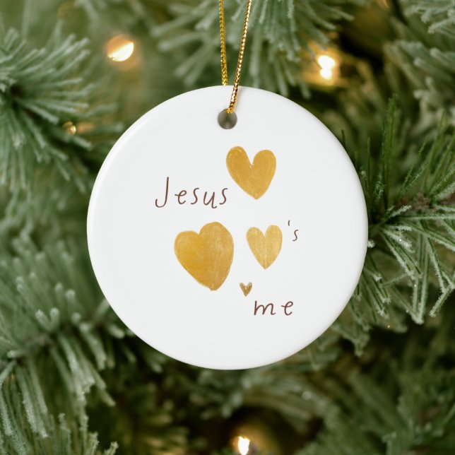 Jesus loves me. Christmas ornament. modern Ceramic Tree Decoration (Tree)