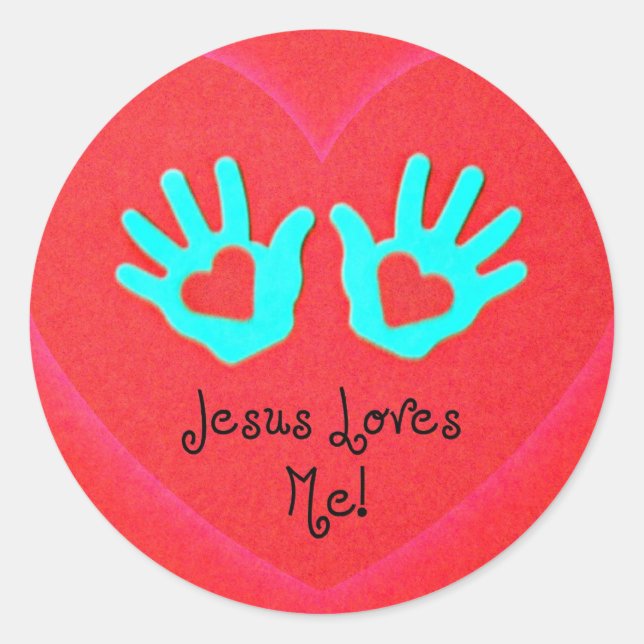 Jesus loves me! classic round sticker (Front)