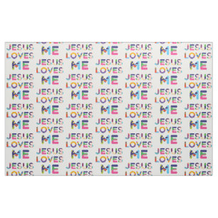 Jesus Loves Me Colourful Decorative Text Art Fabric