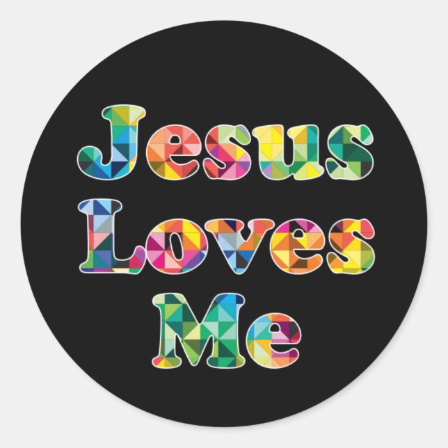 Jesus Loves Me Cross Colourful Pattern Sticker (Front)