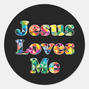 Jesus Loves Me Cross Colourful Pattern Sticker