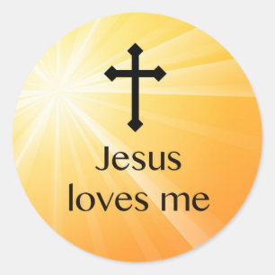 Jesus Loves Me Cross Orange Sticker