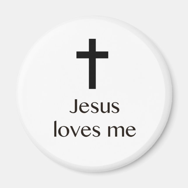 Jesus Loves Me Cross White Magnet (Front)