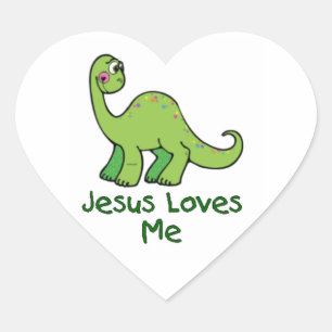 Jesus Loves Me Dinosaur Heart Sticker