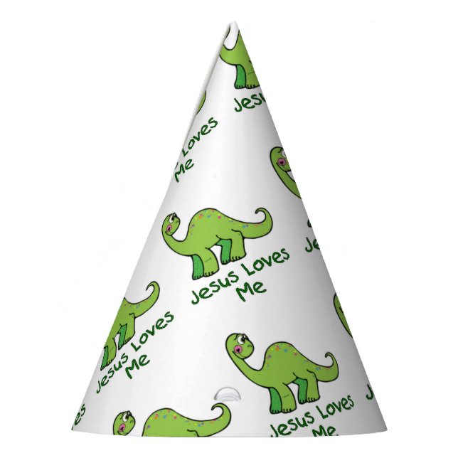 Jesus Loves Me Dinosaur Party Hat (Left)