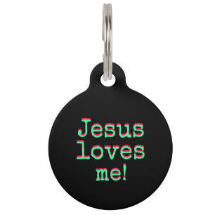 Jesus loves me - Dog Collar - Dogsband neon Pet Tag