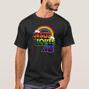 Jesus Loves Me Gay Rainbow  Cute Christian Lgbtq P T-Shirt