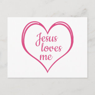 JESUS LOVES ME in Heart Holiday Postcard