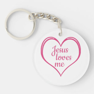 JESUS LOVES ME in Heart Key Ring