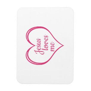 JESUS LOVES ME in Heart Magnet