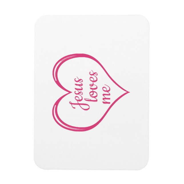 JESUS LOVES ME in Heart Magnet (Vertical)