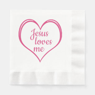 JESUS LOVES ME in Heart Napkin