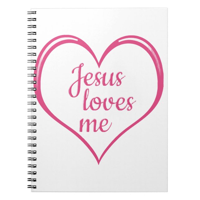 JESUS LOVES ME in Heart Notebook (Front)