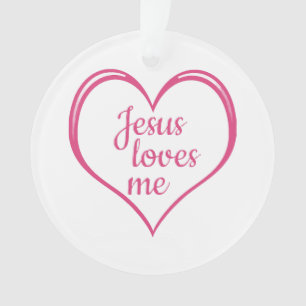 JESUS LOVES ME in Heart Ornament